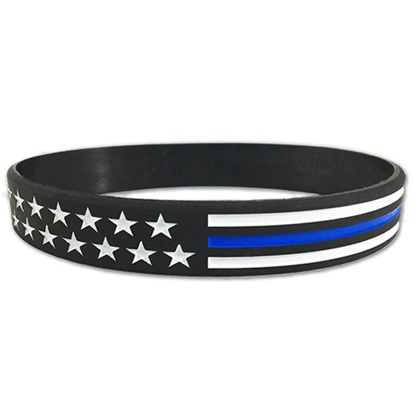 Thin blue line deals silicone bracelet